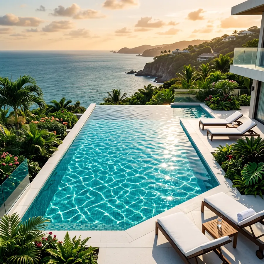 Piscina com água cristalina